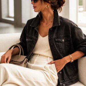 Jones & Co Black Denim Jacket 3X | Vintage-Wash Classic Trucker | Timeless Layer